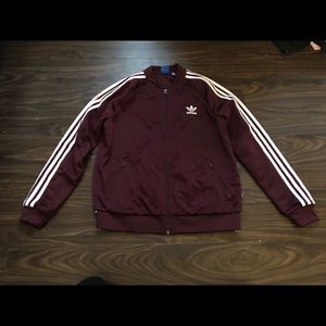 maroon adidas track suit jacket